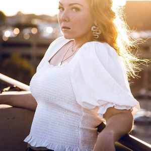 White Balloon Sleeve Top